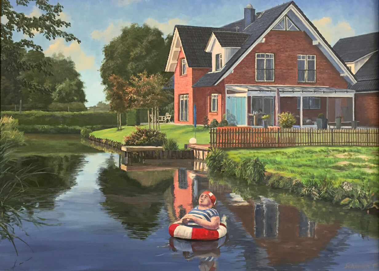 Eigenheim, Ölbild auf Leinwand, 70x90cm