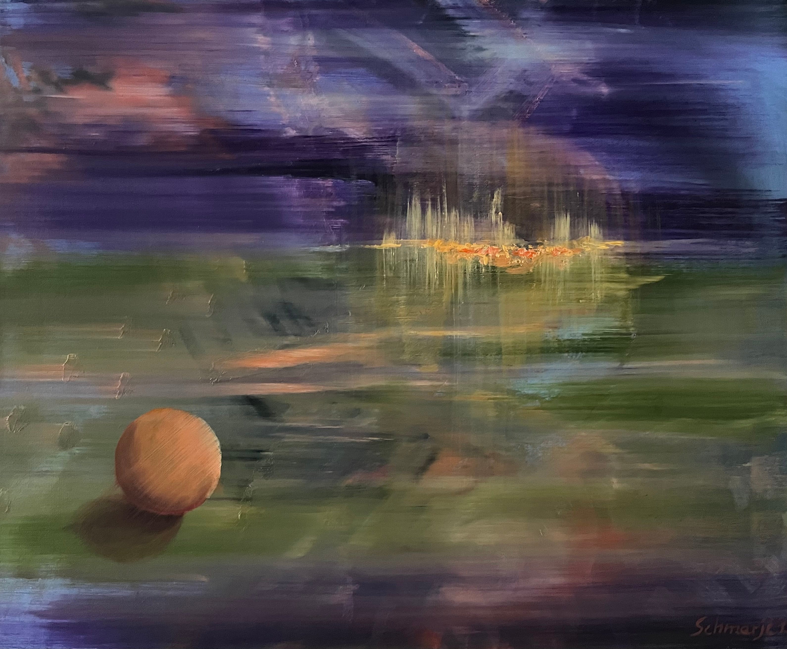 Abstraktion Kugel, Ölgemälde 50 x 60 cm