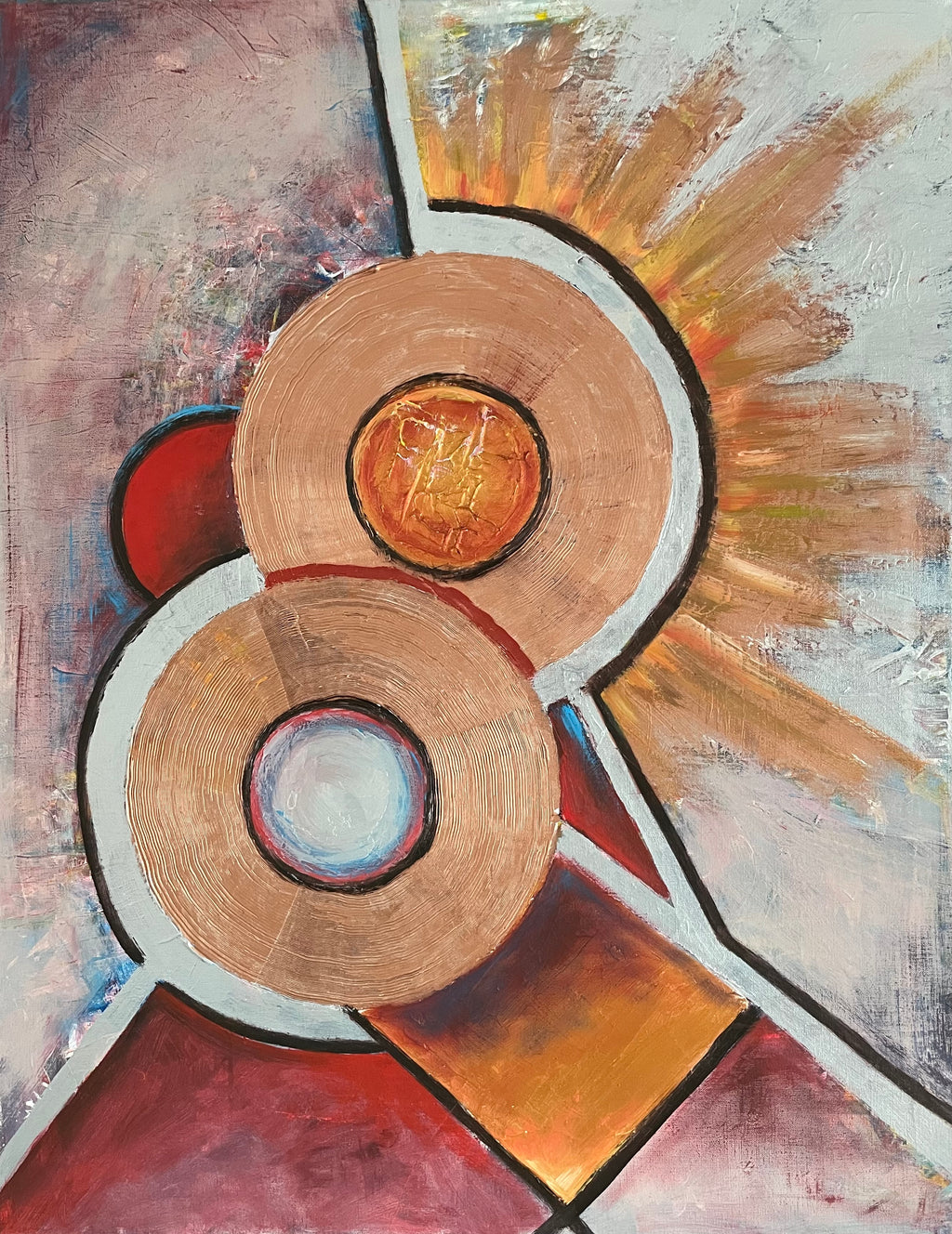 Formen metallisch, Gemälde auf Leinwand, 90x70cm