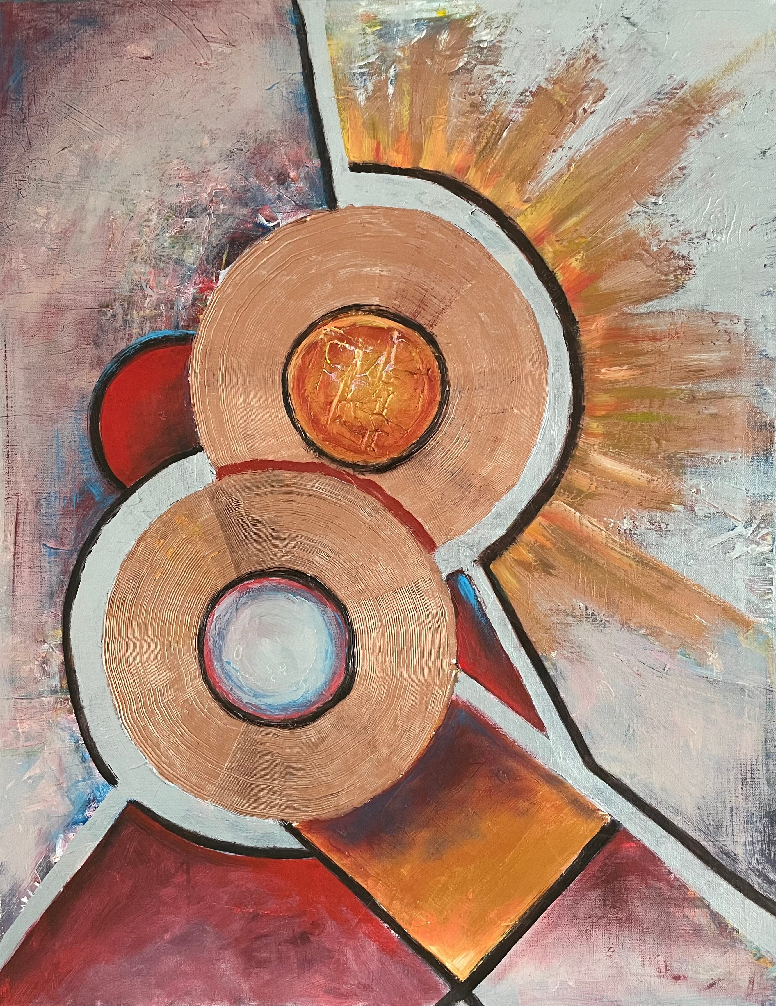 Formen metallisch, Gemälde auf Leinwand, 90x70cm