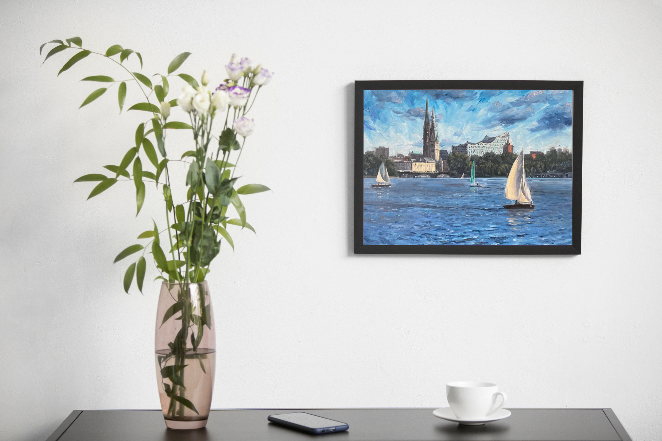 Hamburger Alster, Ölgemälde 40 x 50 cm