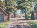 Dorfstraße in Hittfeld (angelehnt an A. Rosam), Ölgemälde auf Leinwand, 60x80cm
