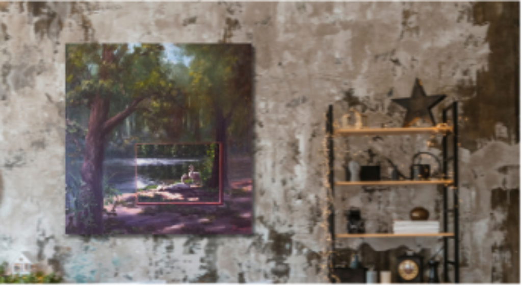 Appelbeck am See, Bild im Bild in Öl, 80 x 80 cm