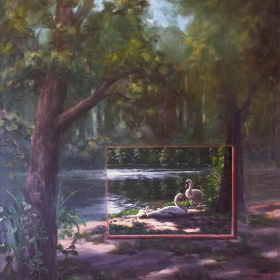 Appelbeck am See, Bild im Bild in Öl, 80 x 80 cm