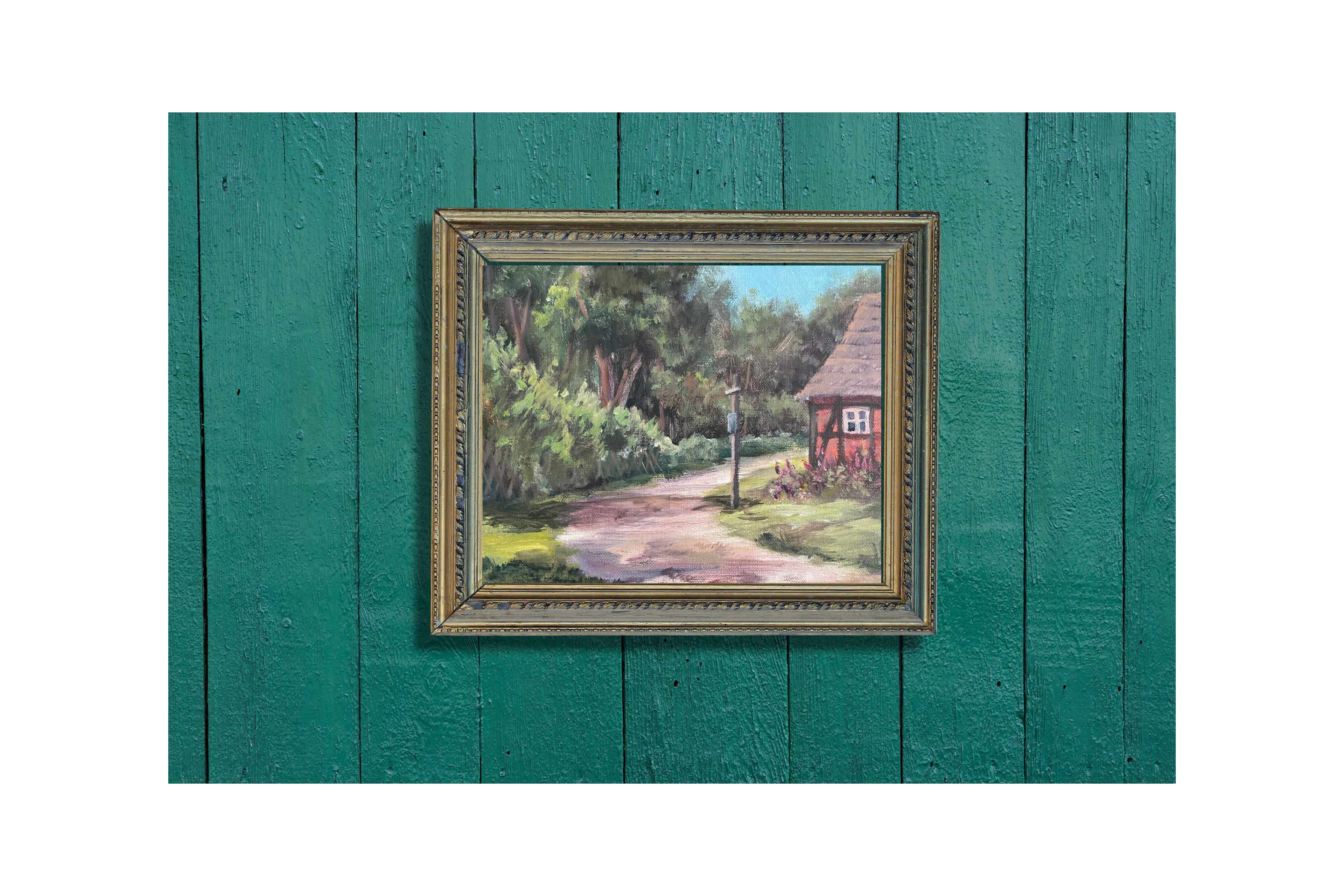 Kate bei der Kutscherscheune am Schaalsee, Acrylgemälde, 18x24cm