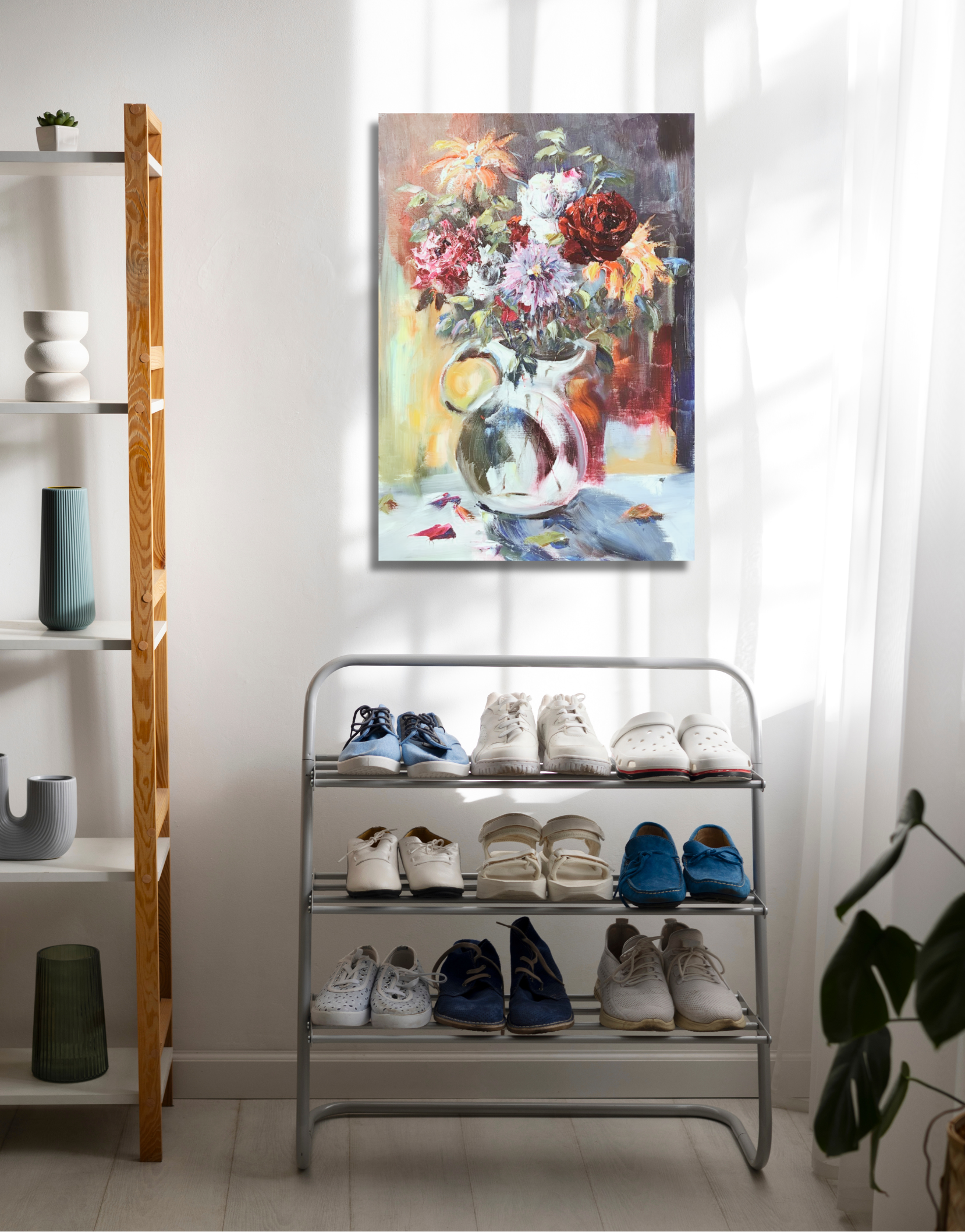 Blumenvasen Expression, Ölbild 70 x 50 cm