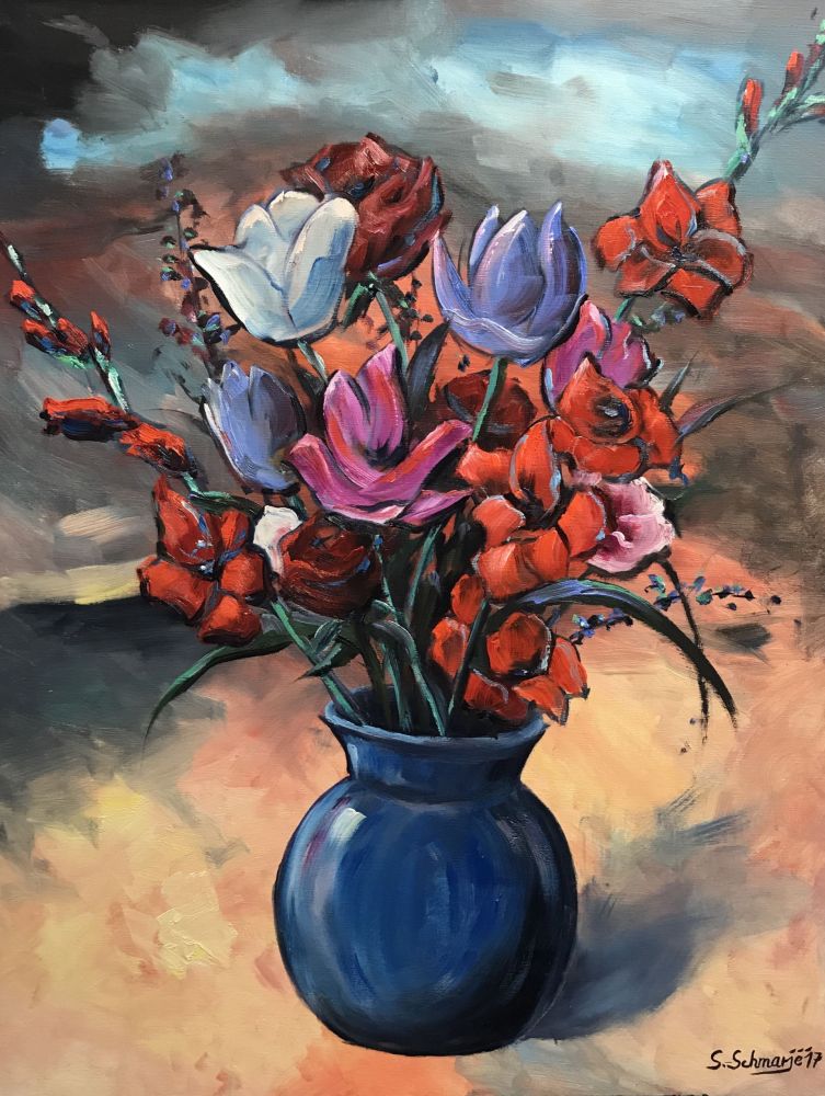 Blumenstrauß, Ölbild 90 x 70 cm