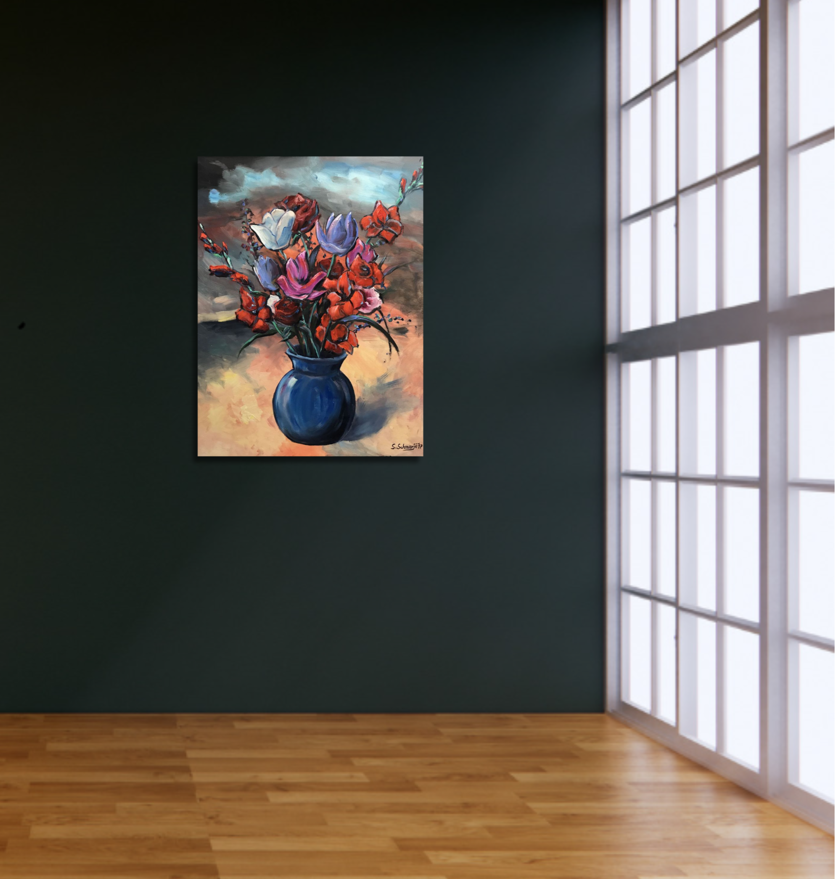 Blumenstrauß, Ölbild 90 x 70 cm