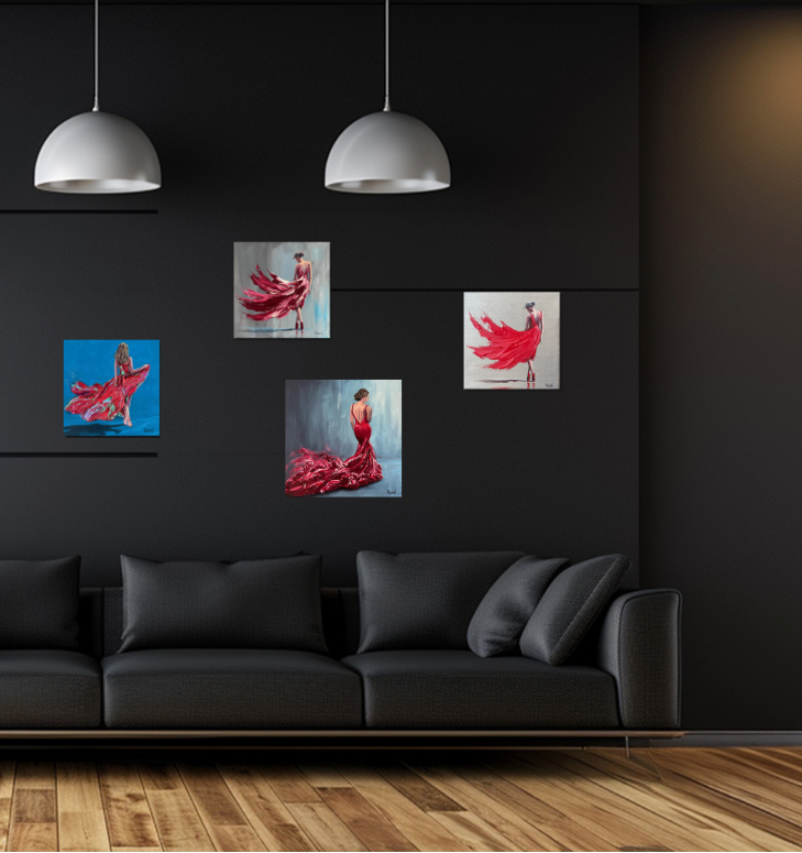 Frau im wehenden Kleid, Öl auf Leinwand, 20 x 20 cm