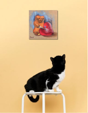 "Gummibärchen mit Herz" Öl auf Leinwand 20 x 20 cm