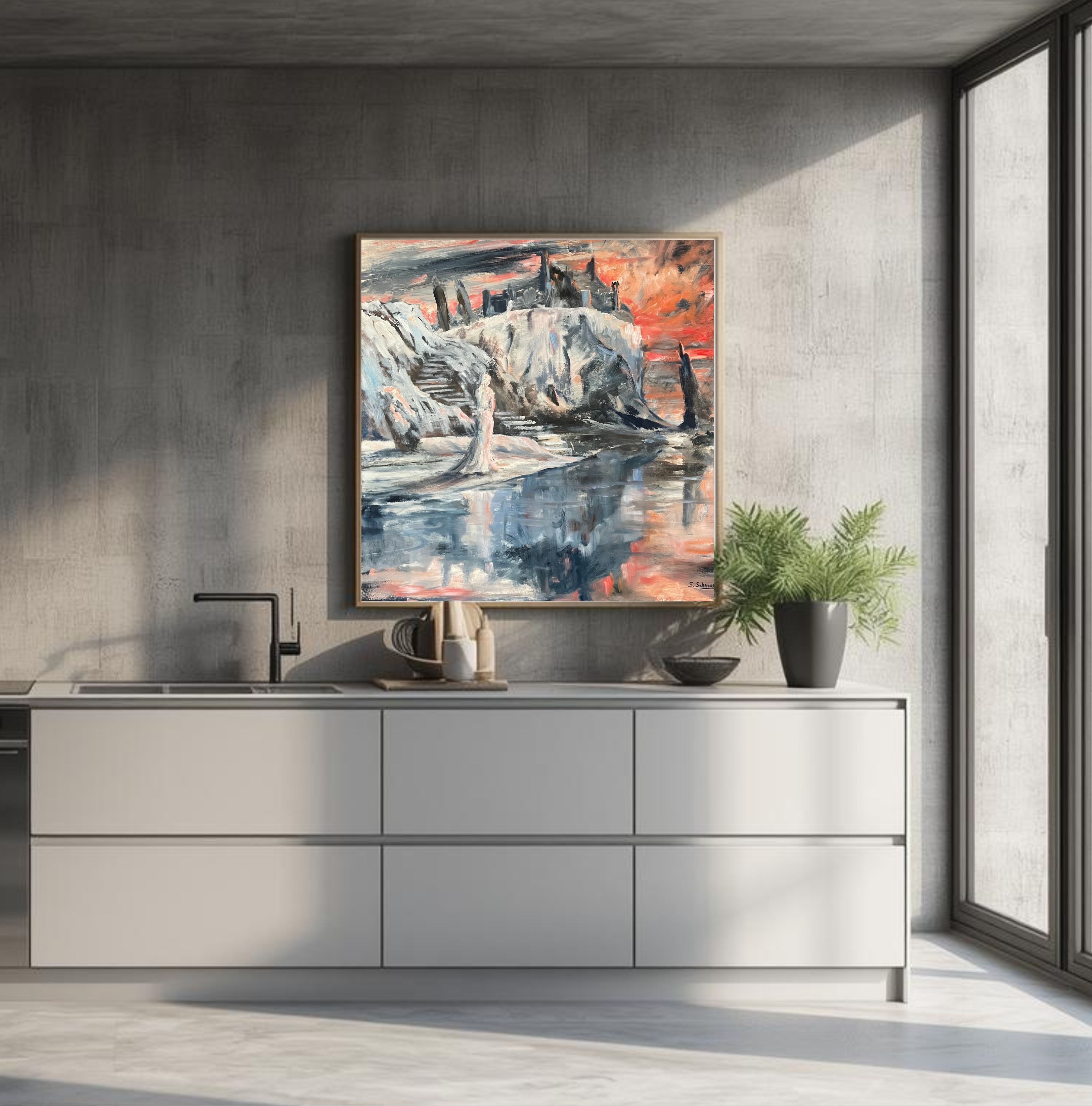 Eisprinzessin, Ölgemälde 80 x 80 cm