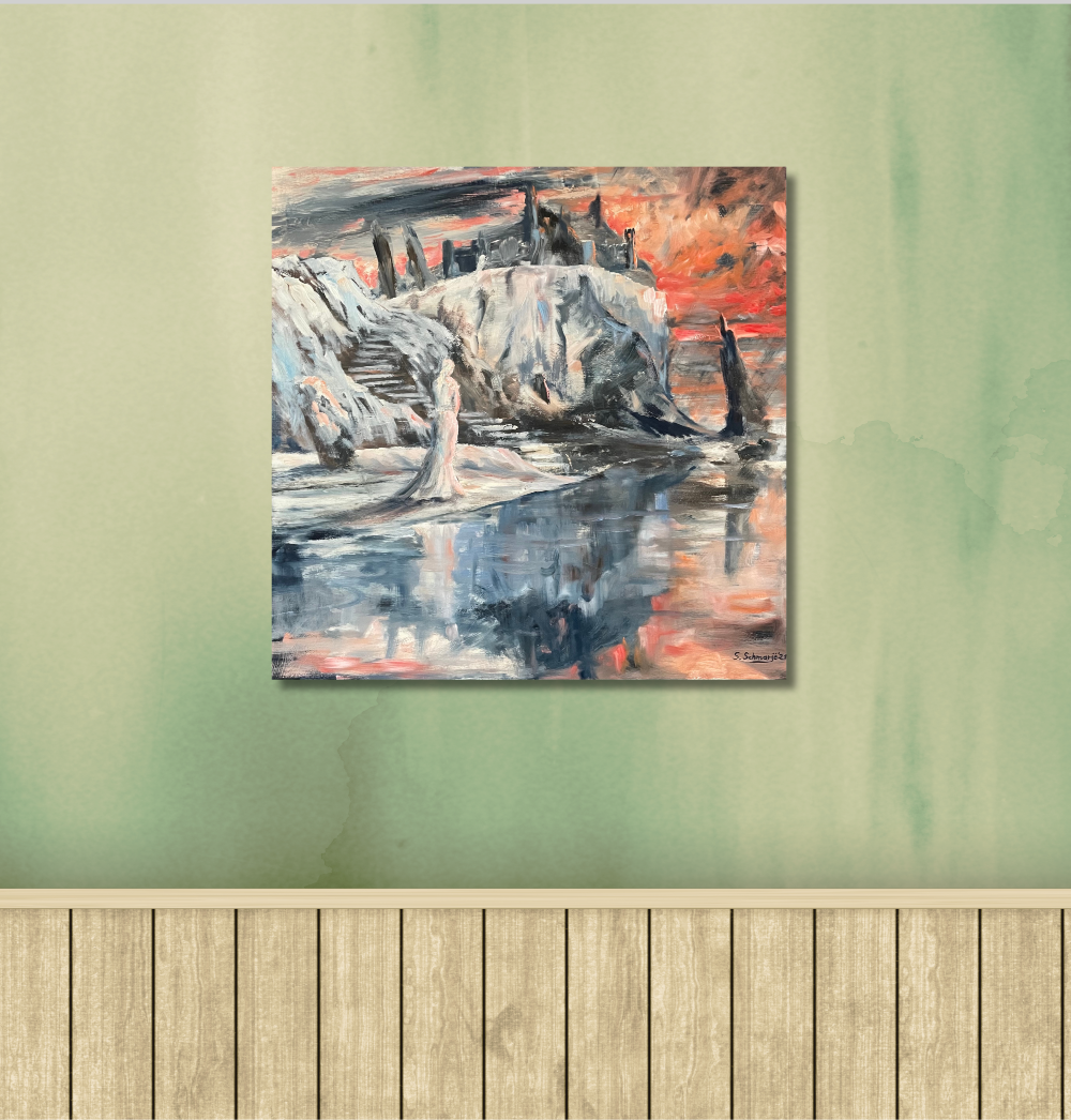 Eisprinzessin, Ölgemälde 80 x 80 cm