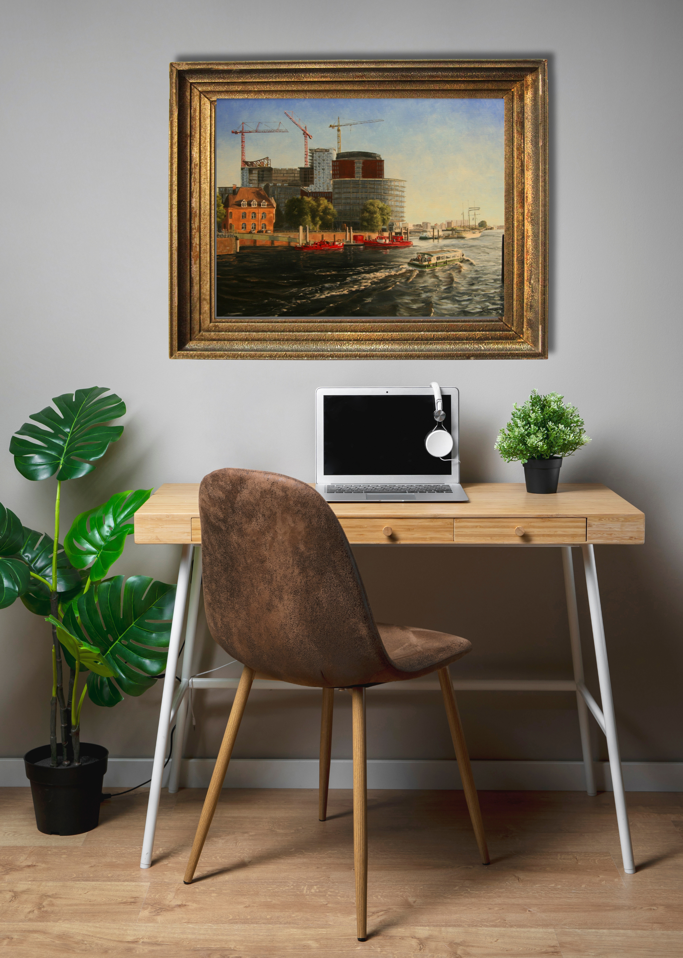 Elbphilharmonie im Bau, Ölgemälde auf Leinwand, 60x80cm