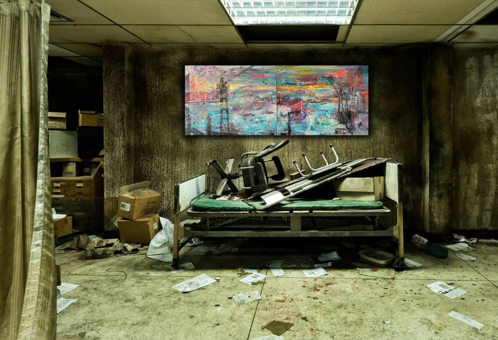 Expression Hamburg, 2-teiliges Ölgemälde, je 70 cm x 90 cm