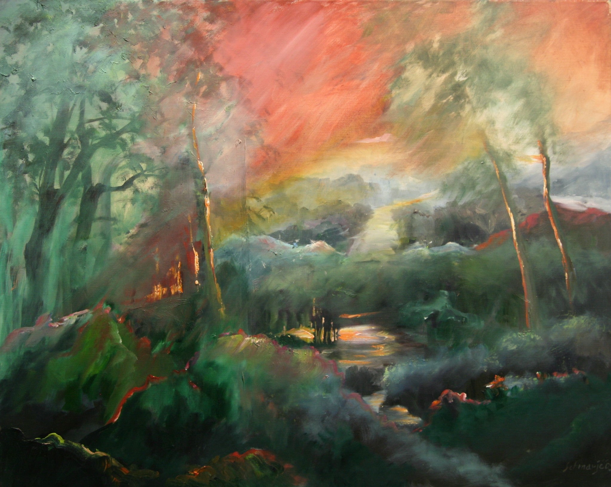 Landschaft expressiv, Ölgemälde auf Leinwand, 80x100cm
