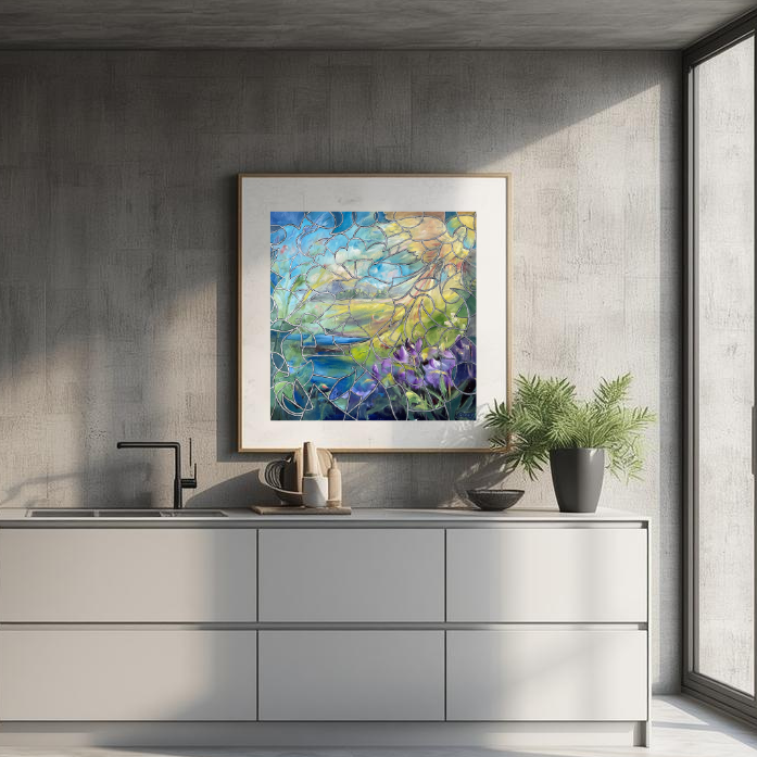 "X3" Fensterbild, Öl auf Leinwand 100 cm x 100 cm