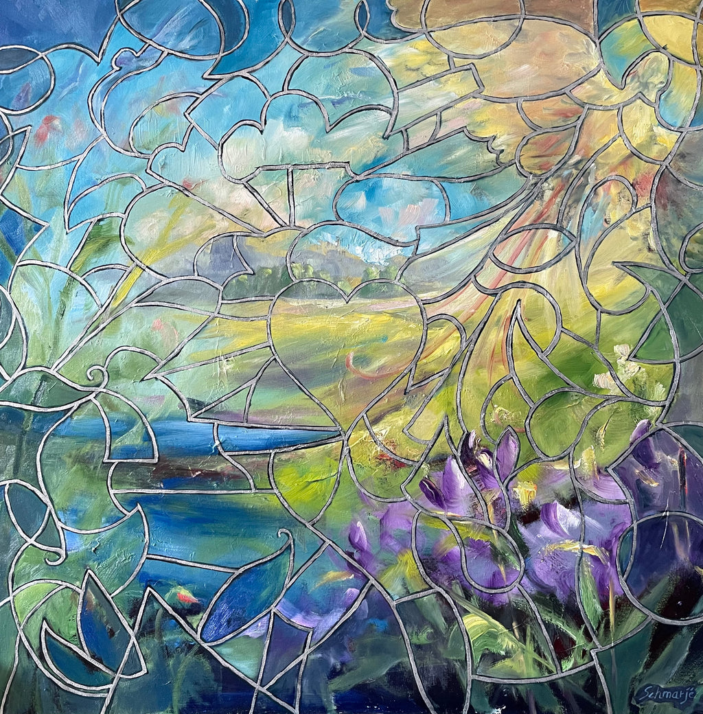 "X3" Fensterbild, Öl auf Leinwand 100 cm x 100 cm