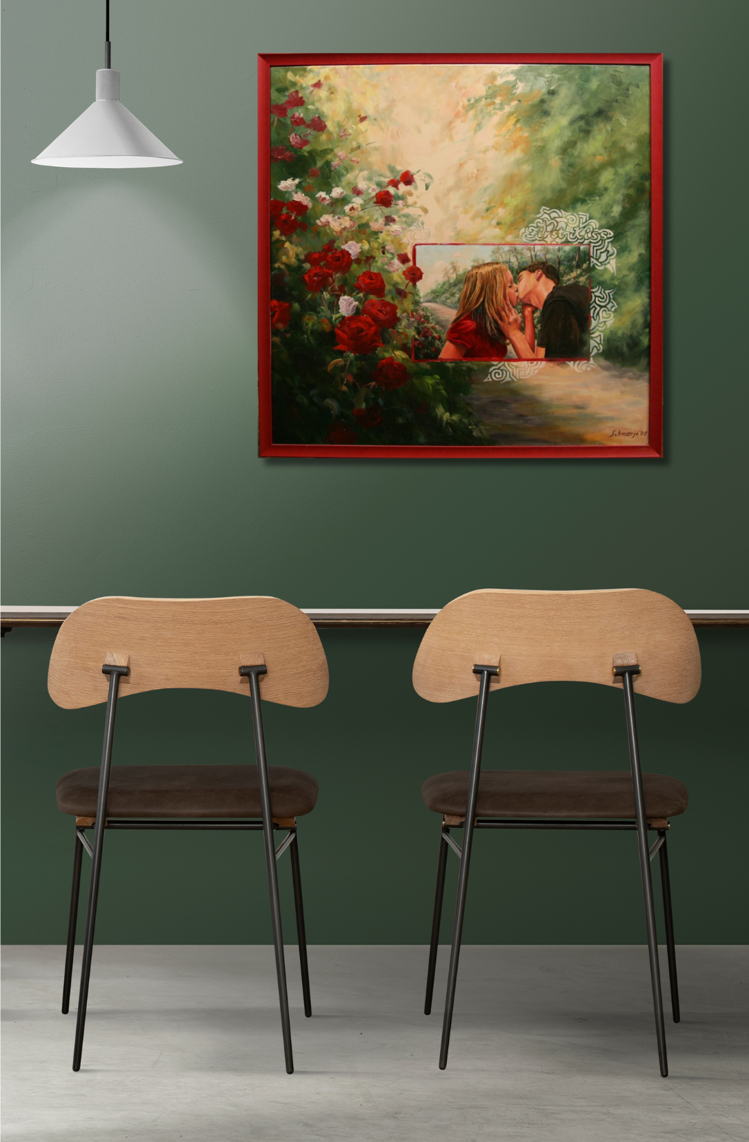 First Kiss Bild im Bild, Ölgemälde 80 x 80 cm