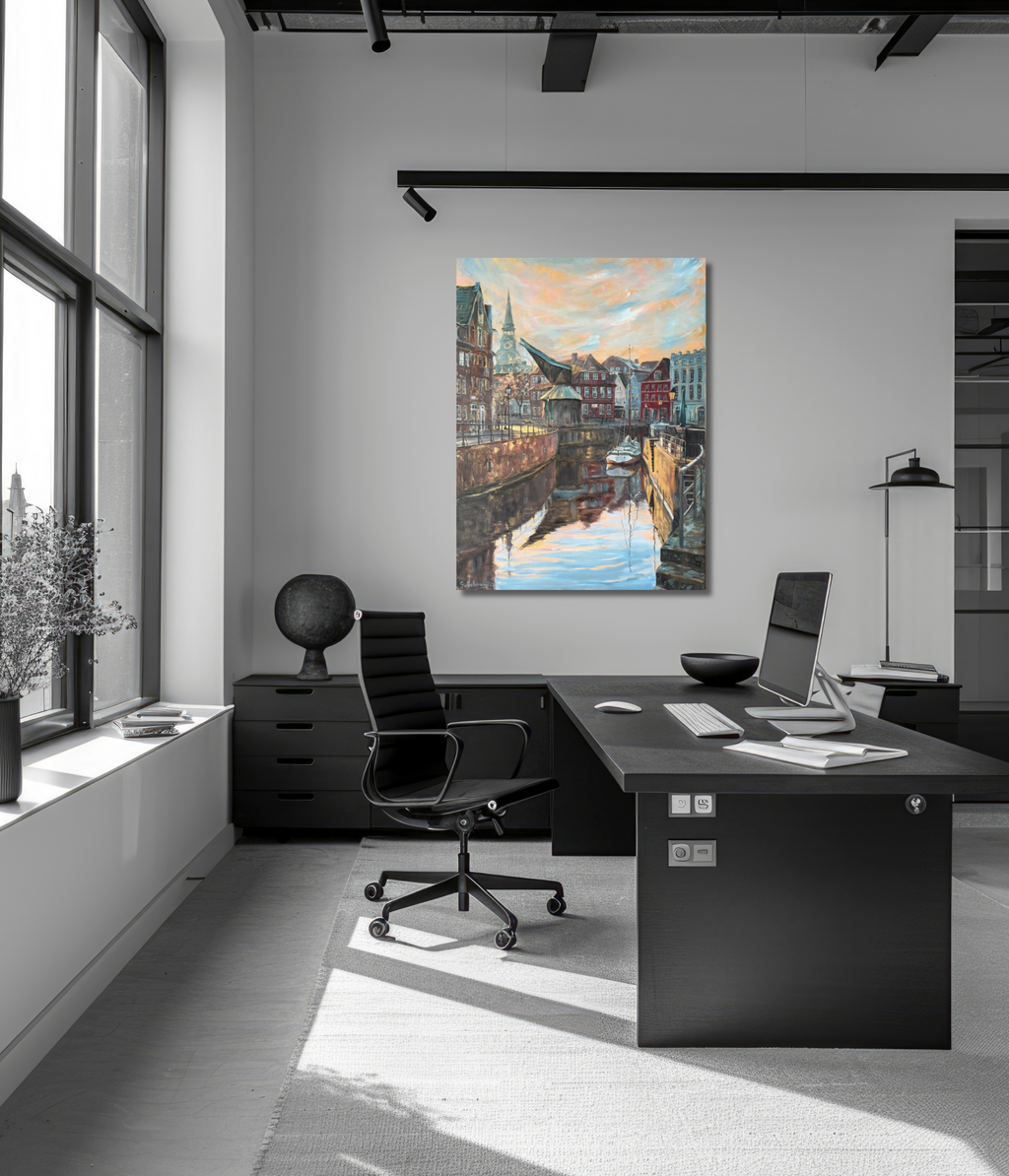 Fischmarkt Stade, Ölgemälde 80 x 60 cm