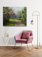 Fliederbusch am Wegesrand, Ölgemälde auf Leinwand 80x100cm