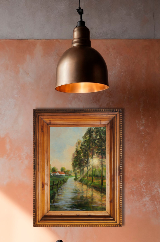 Flusslauf im Gegenlicht, Ölgemälde auf Leinwand, 40x30cm