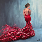 Frau im roten Kleid, Öl auf Leinwand, 30 x 30cm