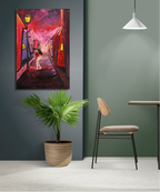 "X1" Frau unter der Laterne, Ölgemälde 90 x 60 cm