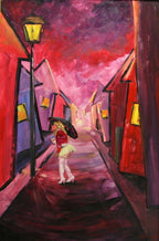 "X1" Frau unter der Laterne, Ölgemälde 90 x 60 cm