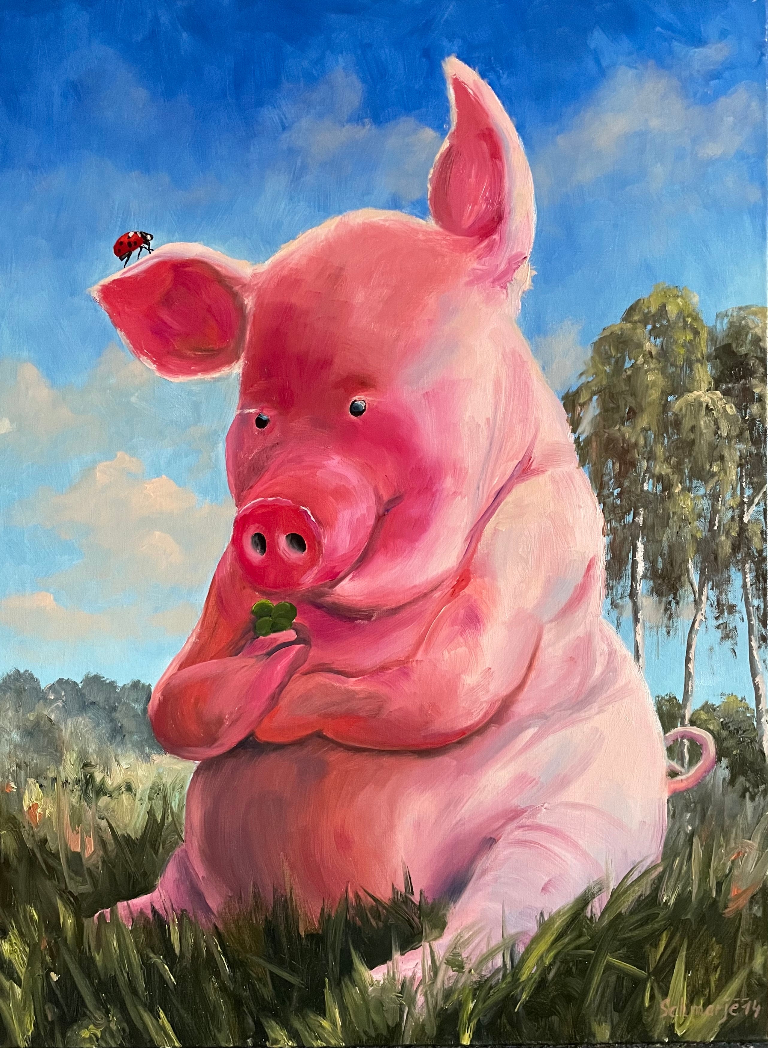 Glücksschwein, Öl auf Leinwand 80 cm x 60 cm