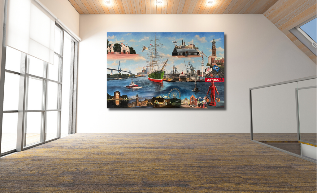 Hamburg Collage, Ölgemälde 130 x 200 cm