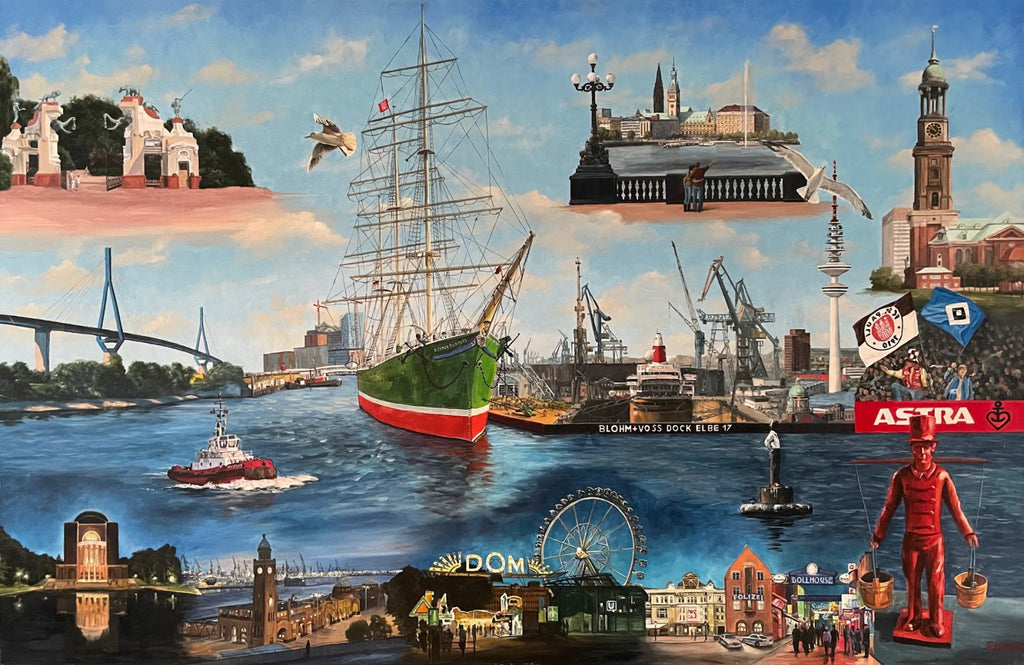 Hamburg Collage, Ölgemälde 130 x 200 cm