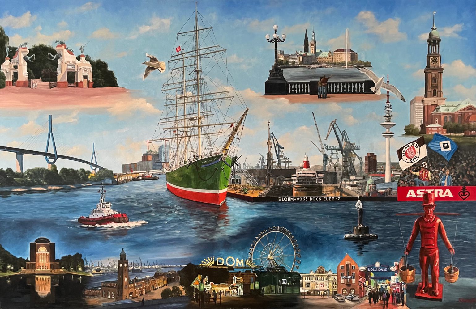 Hamburg Collage, Ölgemälde 130 x 200 cm