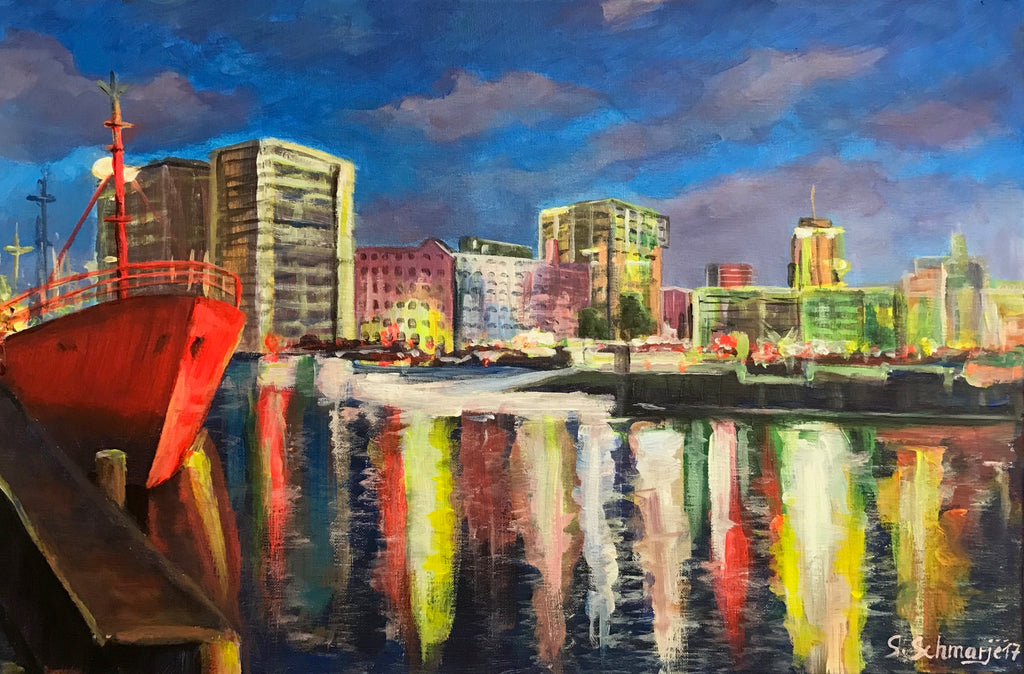 Harburger Hafen, Acrylgemälde auf Leinwand, 40x60cm