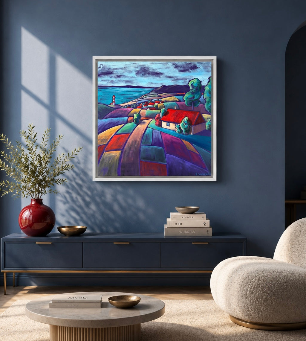 Haus an der Küste, Ölbild auf Leinwand, 60x60cm