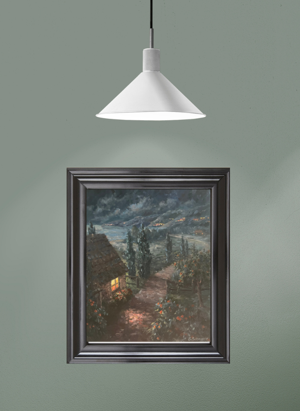 Abendlicht in der Toskana, Ölgemälde auf Leinwand 50x40cm