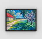 Haus am Meer gespachtelt, Ölgemälde auf Leinwand, 30x40cm