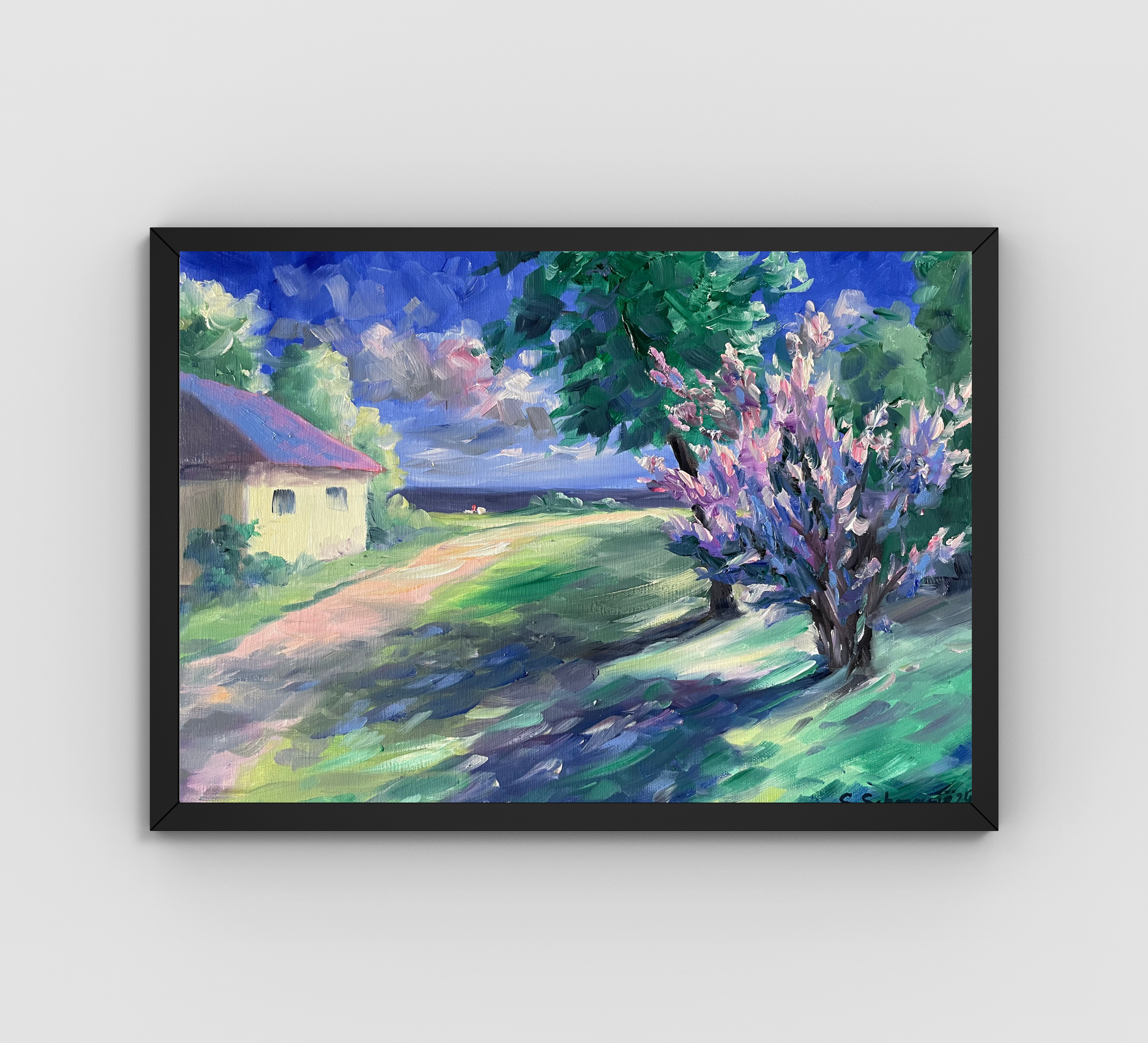 Haus am Meer, Ölgemälde auf Leinwand, 30x40cm