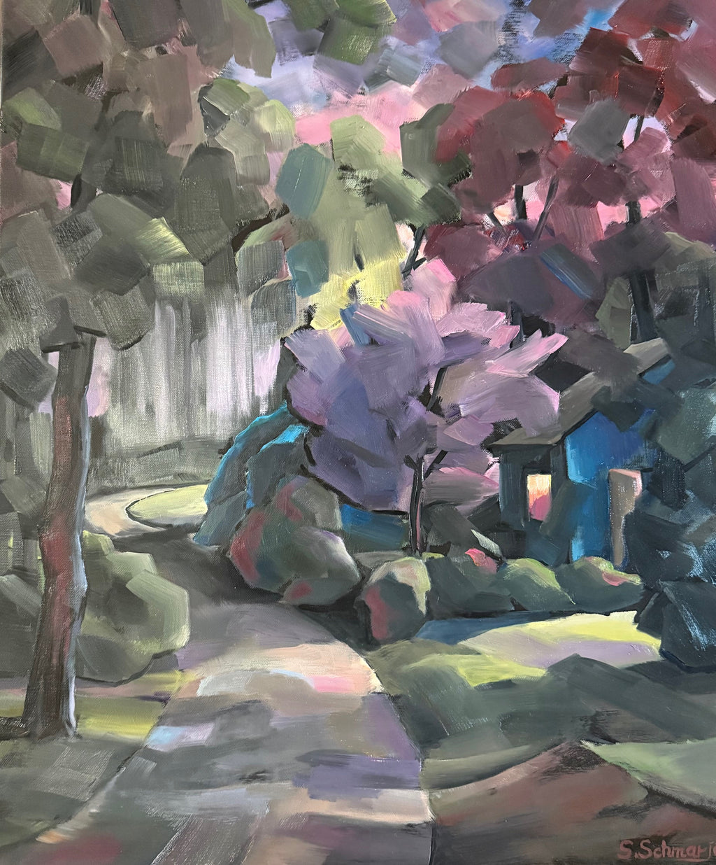 Haus am Waldweg, Ölbild auf Leinwand, 60x50cm