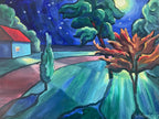 Haus im Mondlicht, Ölgemälde auf Leinwand, 30x40cm
