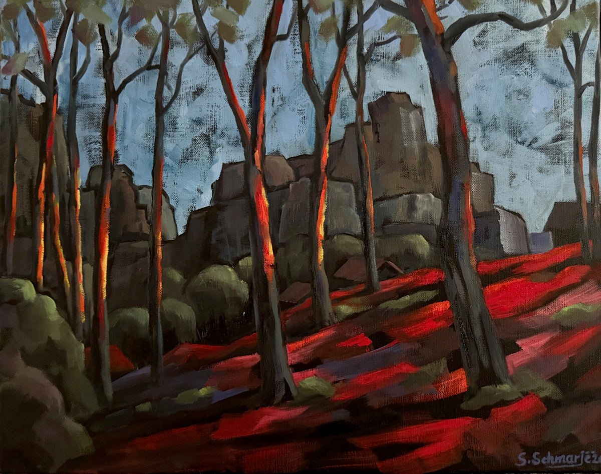 Hügellandschaft, Ölbild auf Leinwand, 40x100cm (2-teilig)