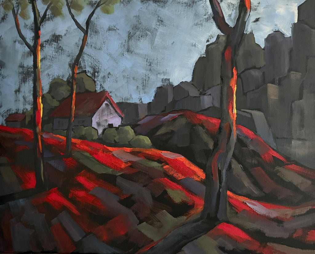 Hügellandschaft, Ölbild auf Leinwand, 40x100cm (2-teilig)