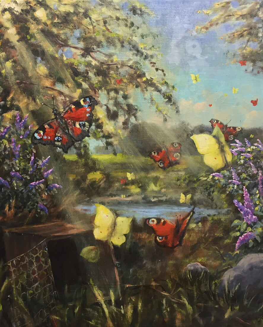Schmetterlinge befreit, Ölgemälde auf Leinwand 50x40cm
