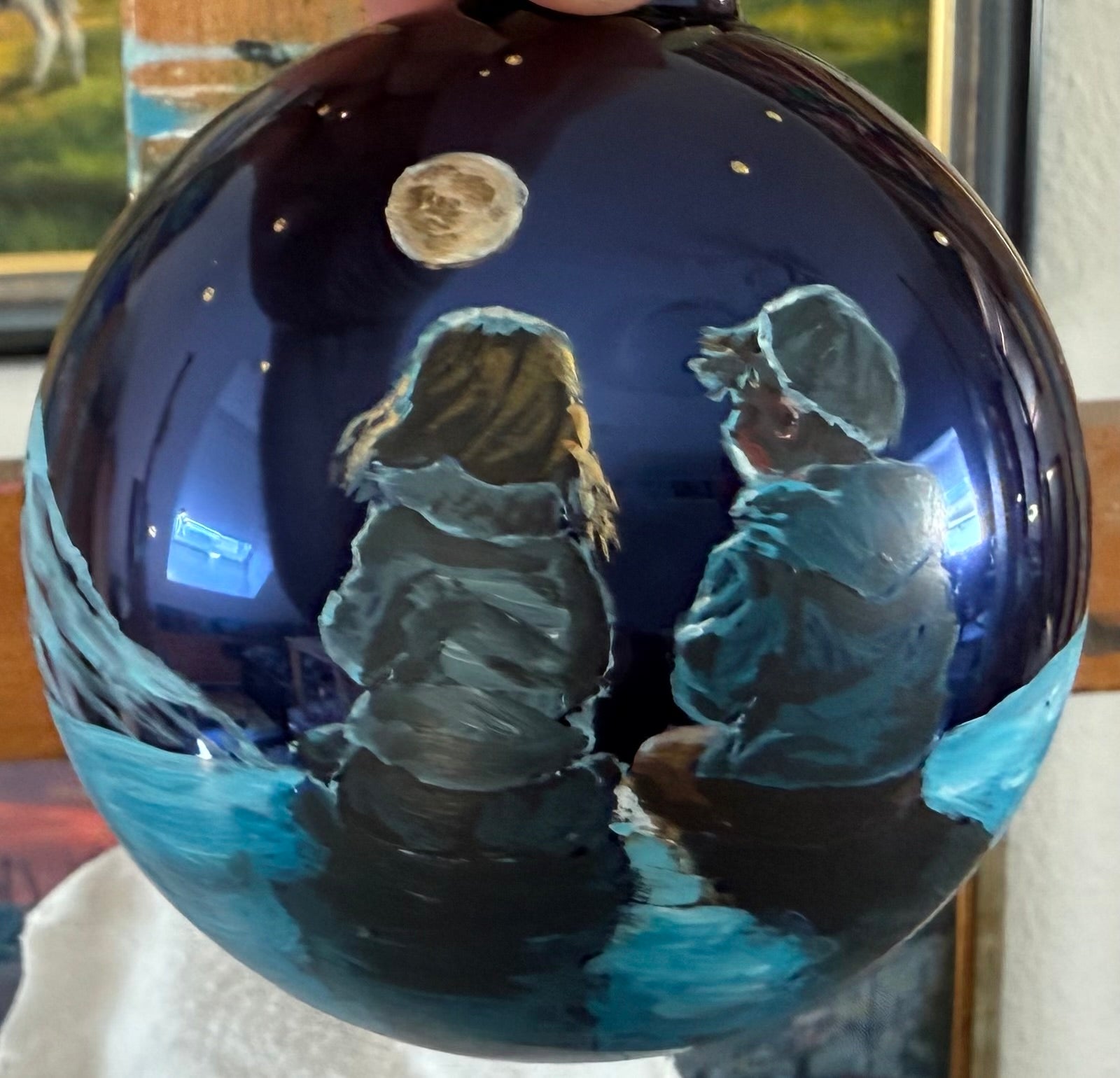 Tannenbaumkugel Kinder im Mondschein 10cm