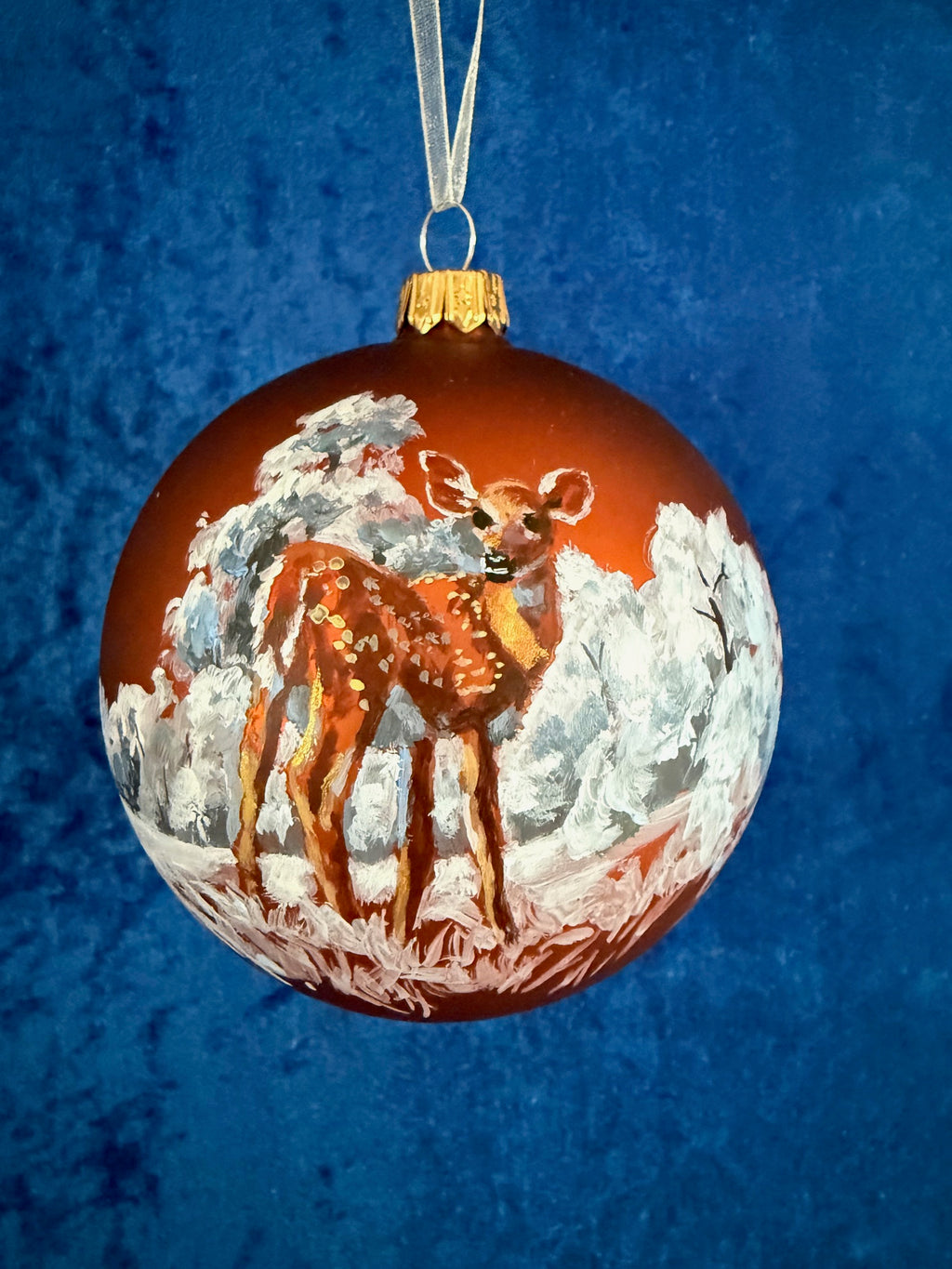 Weihnachtskugel Rehkitz Bronze 10cm