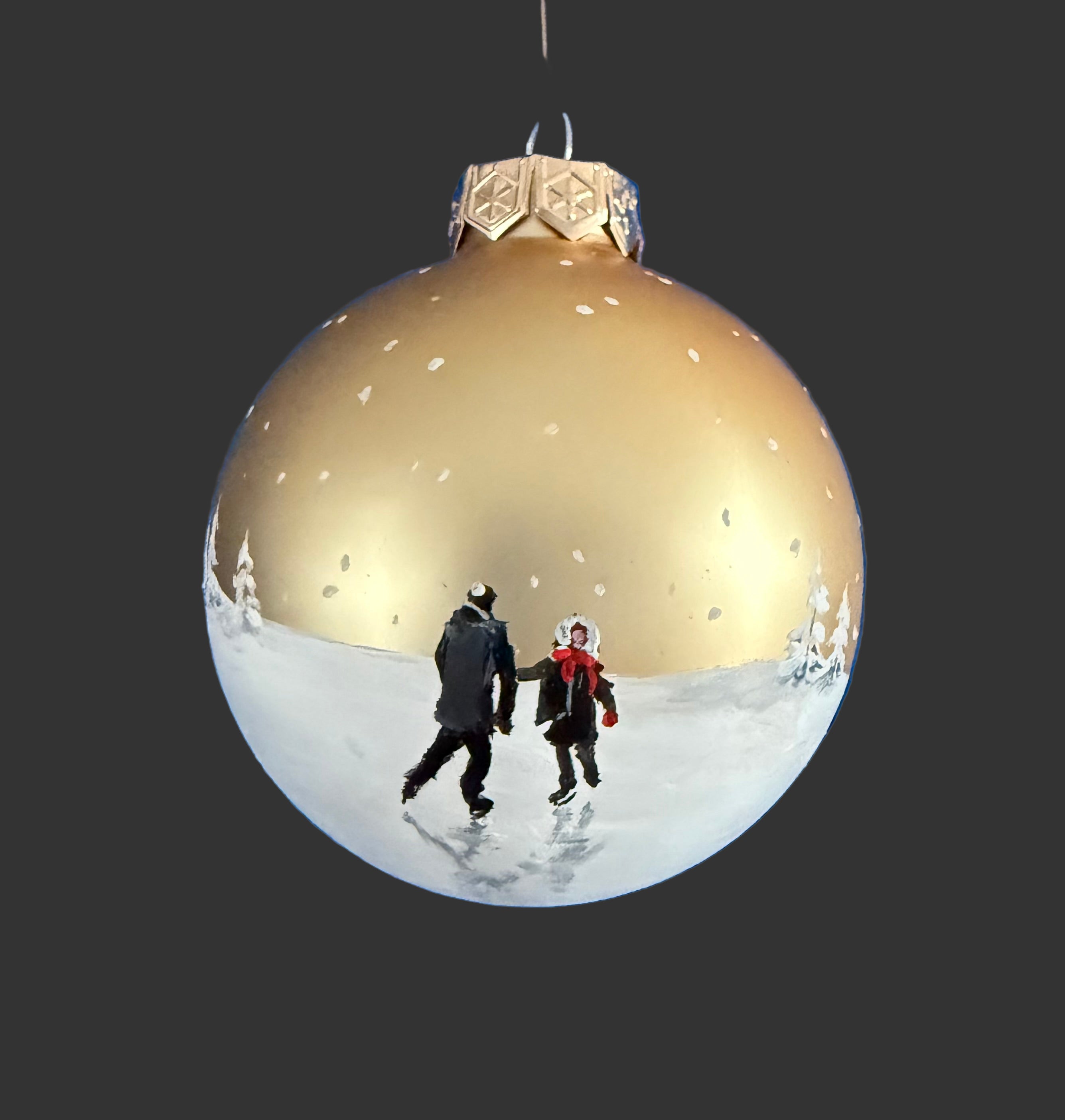 Weihnachtsbaumkugel - Schlittschuhläufer, Gold 8cm