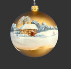 Tannenbaumkugel - Goldenes Fachwerkhaus in Schneelandschaft 10cm