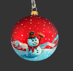 Weihnachtsbaumkugel - Schneemann mit Besen 10 cm