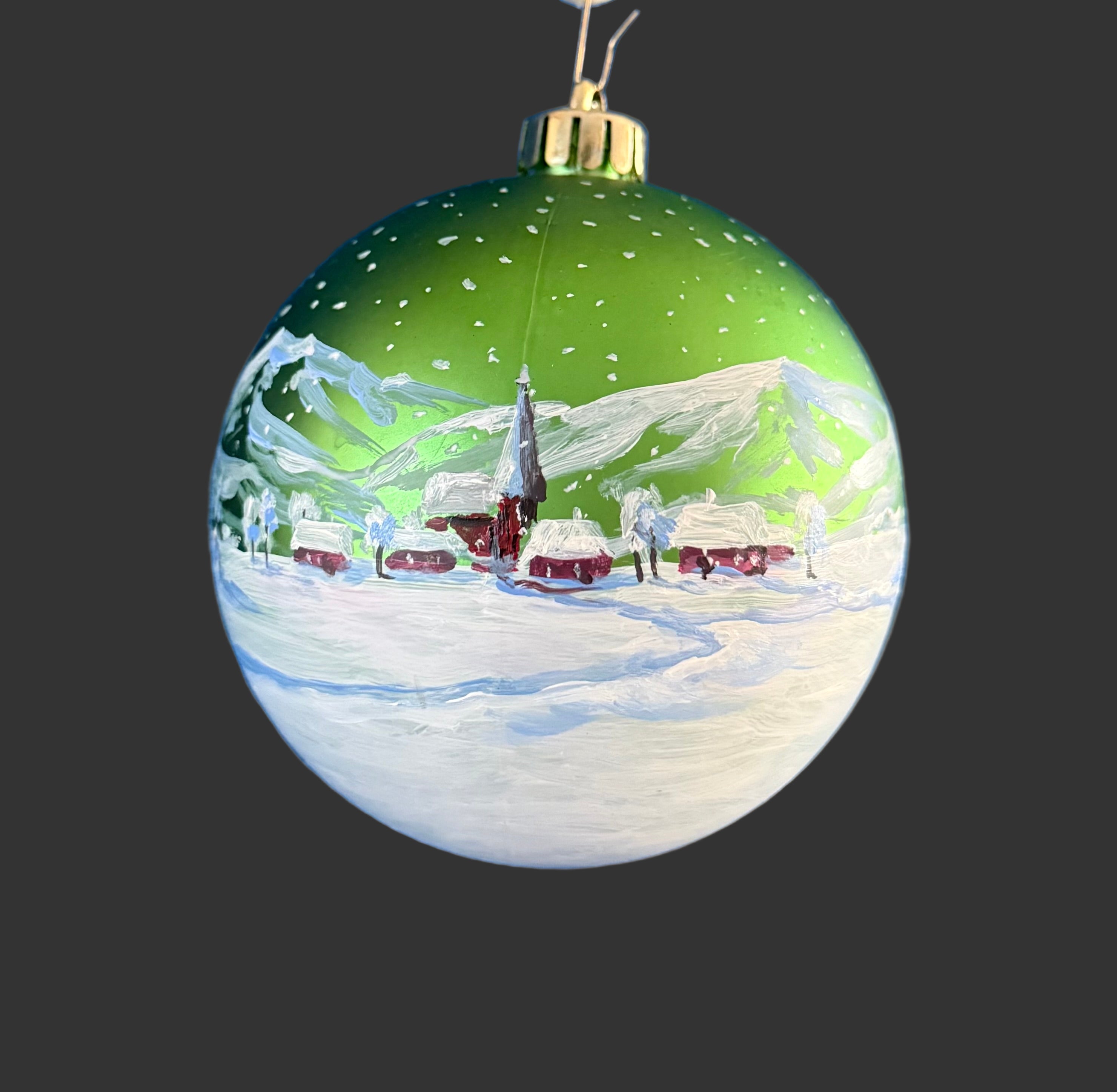 Tannenbaumkugel, Wintervergnügen in Grün, 10 cm