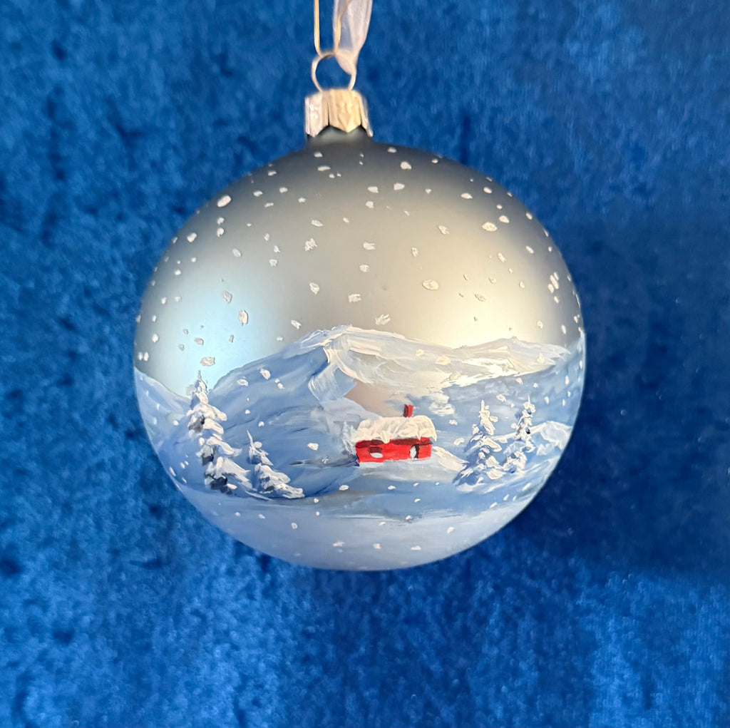 Tannenbaumkugel, Mädchen mit Laterne, 10 cm Silberblau