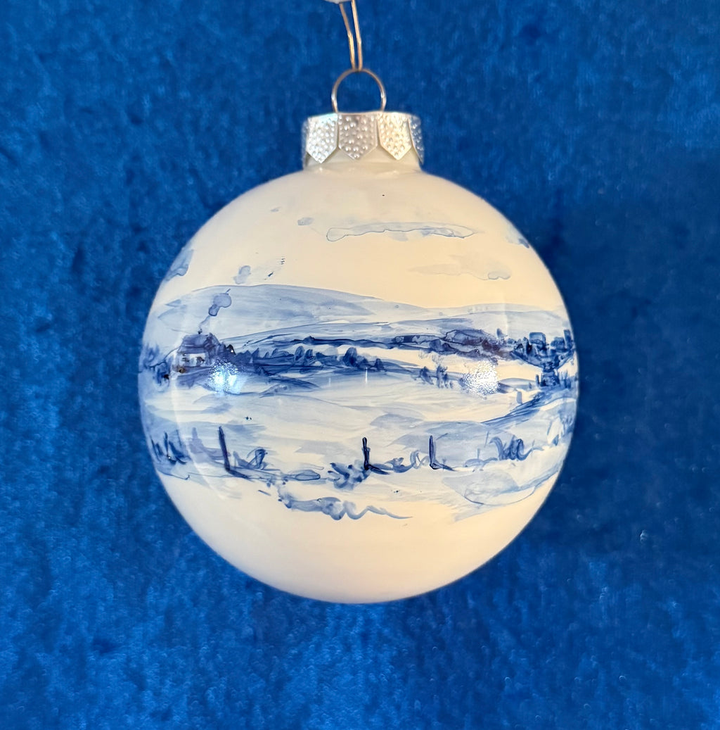 Tannenbaumkugel, Fachwerkhaus in den Bergen nach Delfter Art 10 cm